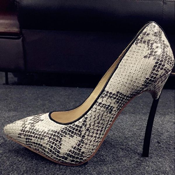 ladies spring python leather metal heels pumps pointed toe female stilettos slip on snakeskin high for woman dress shoes, Black
ladies spring python leather metal heels pumps pointed toe female stilettos slip on snakeskin high for woman dress shoes, Black