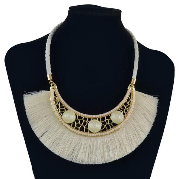pendant necklaces bohemian exaggerated cotton tassels beads choker for women fashion fringe collar statement african necklace, Silver
pendant necklaces bohemian exaggerated cotton tassels beads choker for women fashion fringe collar statement african necklace, Silver