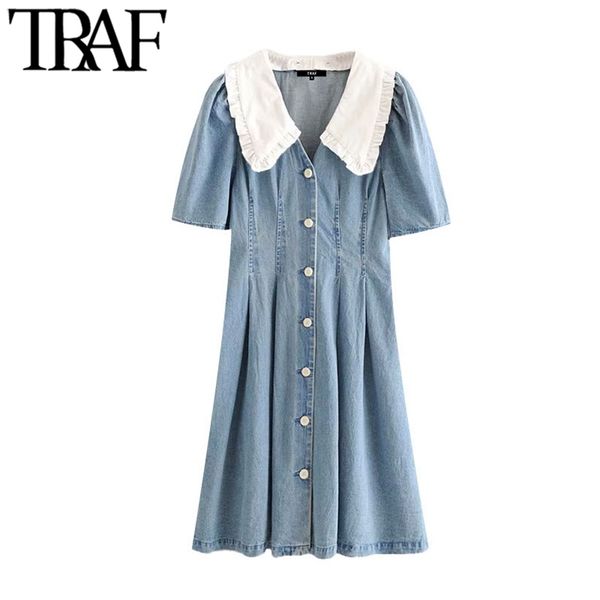 women sweet fashion patchwork pleated denim dress vintage lapel collar puff sleeve female dresses vestidos mujer 210507, Black;gray
women sweet fashion patchwork pleated denim dress vintage lapel collar puff sleeve female dresses vestidos mujer 210507, Black;gray