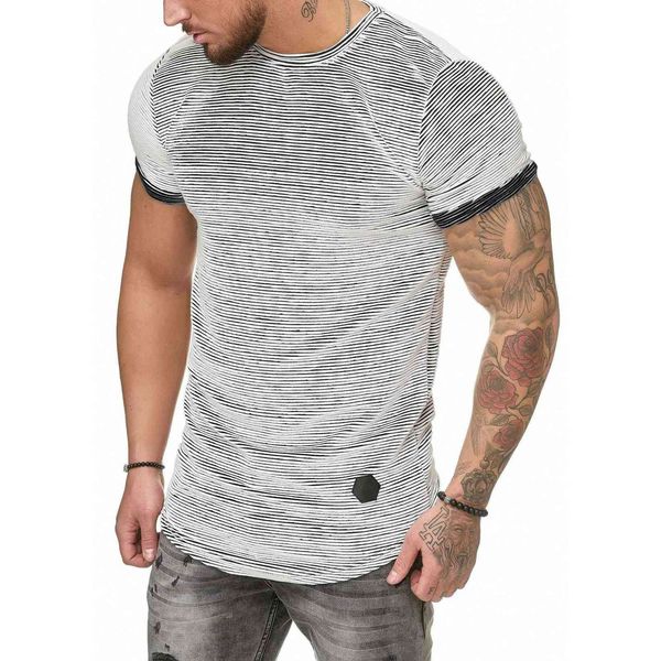 casual men's t-shirt slim stripe bottoming summer trend round neck short sleeve men's, White;black
casual men's t-shirt slim stripe bottoming summer trend round neck short sleeve men's, White;black