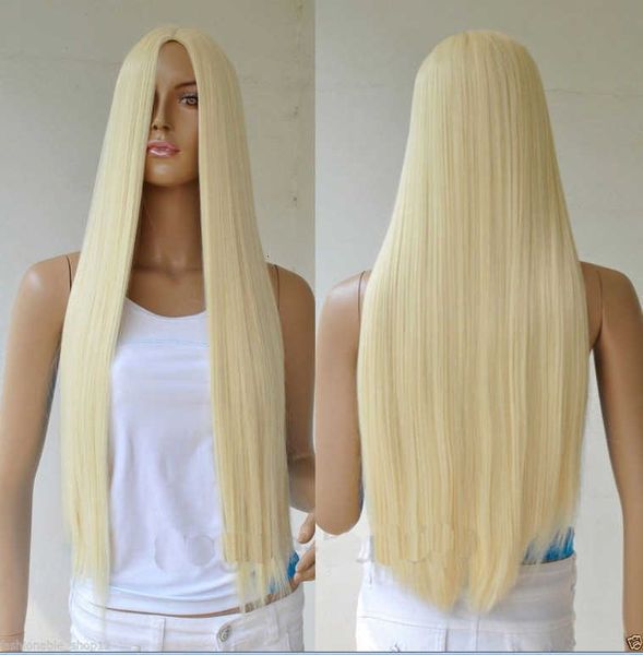 split scalp blonde long straight animation wig stage performance cos female hair, Black
split scalp blonde long straight animation wig stage performance cos female hair, Black