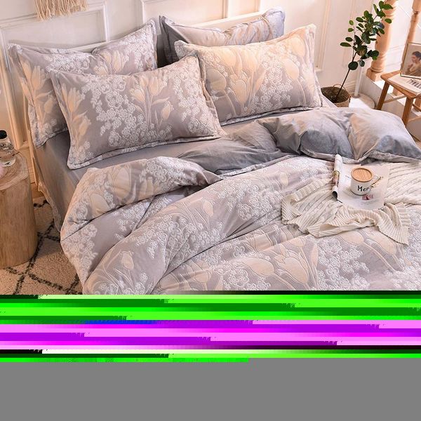 sheets & sets flannel 6d dimensional carve velvet four-piequilt cover sheet