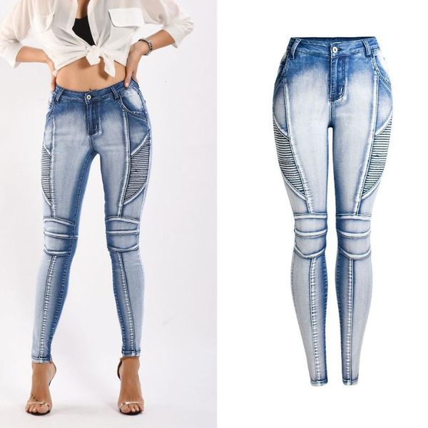 women's jeans patchwork stretchy woman motorcycle denim pants trousers for women skinny hip lifting pockets pencil bleached pleated, Blue
women's jeans patchwork stretchy woman motorcycle denim pants trousers for women skinny hip lifting pockets pencil bleached pleated, Blue