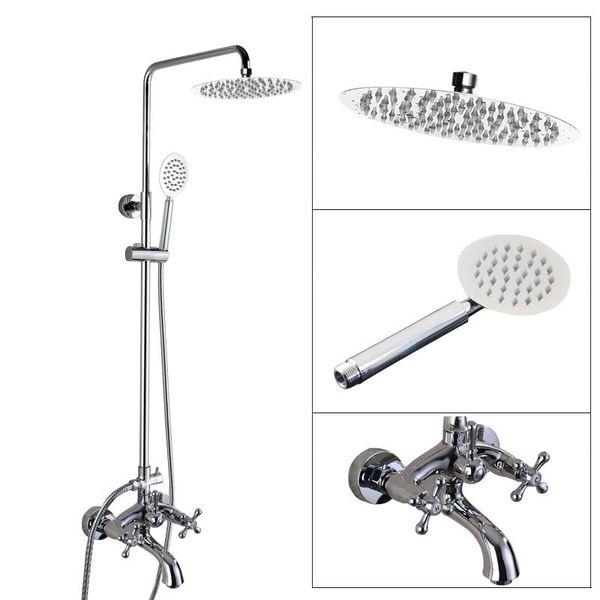 wall mounted bathroom rain shower faucet set polished chrome brass handheld head two cross handles tub mixer tap acy359 sets
wall mounted bathroom rain shower faucet set polished chrome brass handheld head two cross handles tub mixer tap acy359 sets