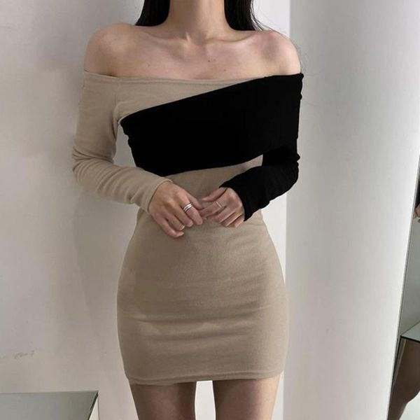 casual dresses women long sleeve stitching strapless bag hip skirt knitted short dress elegant ladies streetwear fashion vestido#50, Black;gray
casual dresses women long sleeve stitching strapless bag hip skirt knitted short dress elegant ladies streetwear fashion vestido#50, Black;gray