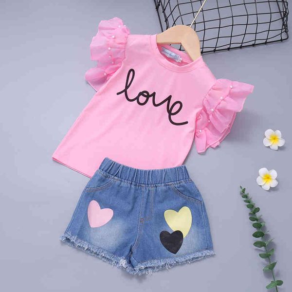 girl sets summer girls clothes fashion style t-shirt + shorts 2pcs suit clothing for children 210515, White
girl sets summer girls clothes fashion style t-shirt + shorts 2pcs suit clothing for children 210515, White