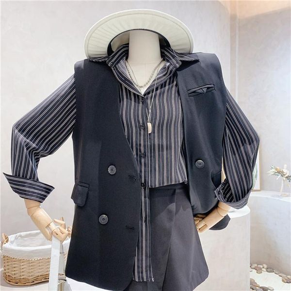 women's vests niche design women's clothing 2021 autumn loose and slim vintage vest blazer coat stripe shirt set, Black;white
women's vests niche design women's clothing 2021 autumn loose and slim vintage vest blazer coat stripe shirt set, Black;white