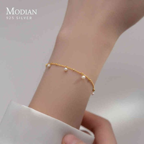 modian elegant natural pearl authentic 925 sterling silver link chain charm pendant bracelet for women fine jewery, Golden;silver
modian elegant natural pearl authentic 925 sterling silver link chain charm pendant bracelet for women fine jewery, Golden;silver