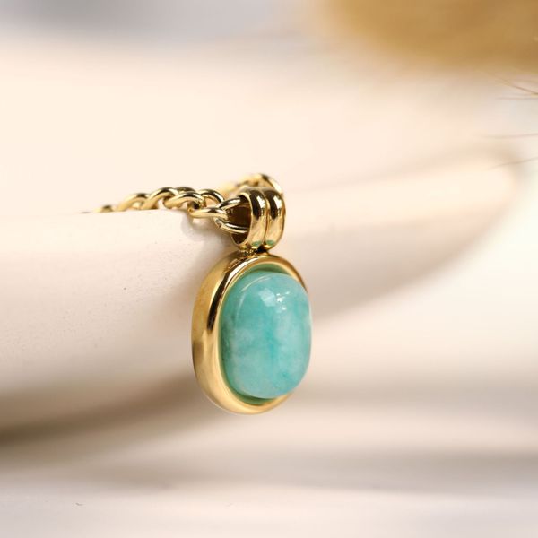 oval shape natural stone pendant necklace 18k gold plated stainless steel jewelry, Silver
oval shape natural stone pendant necklace 18k gold plated stainless steel jewelry, Silver