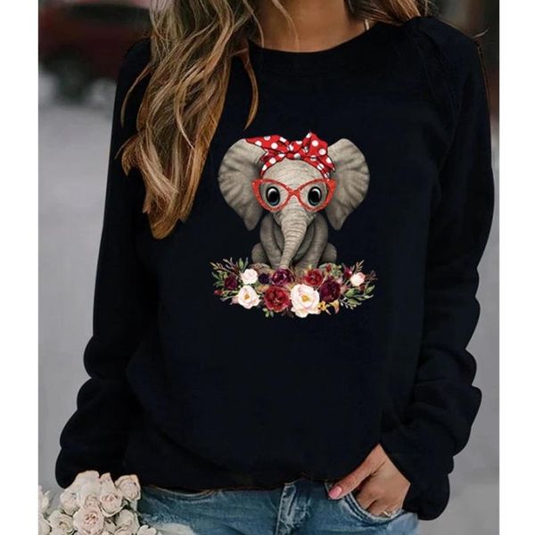 women's hoodies & sweatshirts wepbel long-sleeved pullovers elephant printed autumn women plus size solid color o-neck, Black
women's hoodies & sweatshirts wepbel long-sleeved pullovers elephant printed autumn women plus size solid color o-neck, Black