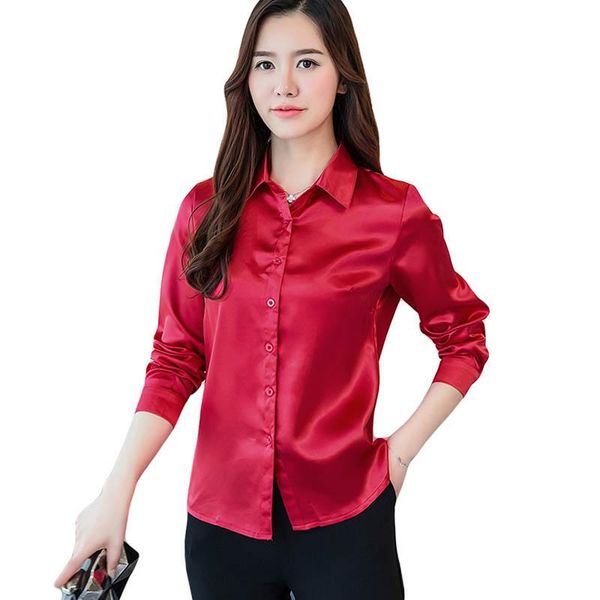 women's blouses & shirts 2021 women silk satin blouse button lapel long sleeve ladies office work elegant female sale y105, White
women's blouses & shirts 2021 women silk satin blouse button lapel long sleeve ladies office work elegant female sale y105, White
