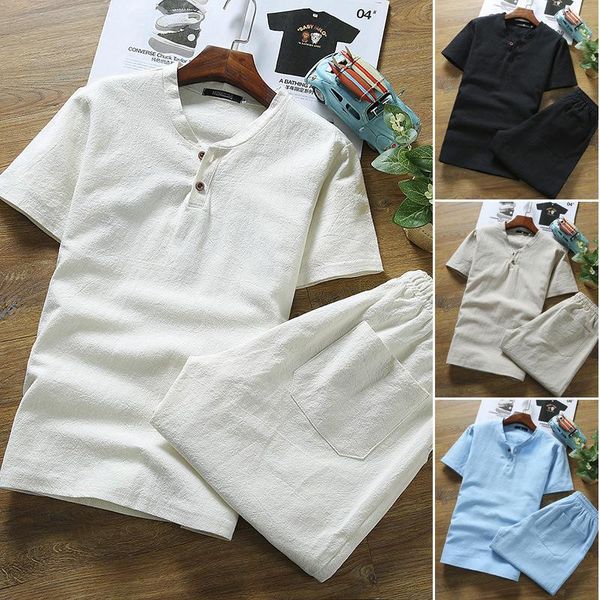 men's tracksuits linen short-sleeved t-shirt + shorts 2pcs men cotton causal suit for male summer spring autumn, Gray
men's tracksuits linen short-sleeved t-shirt + shorts 2pcs men cotton causal suit for male summer spring autumn, Gray