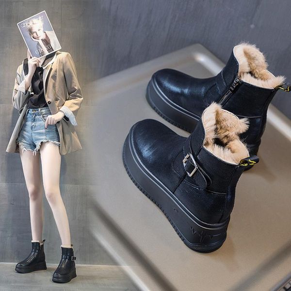 boots 2021 genuine leather snow women platform sneakers winter plush fur warm shoes female ankle sliver, Black
boots 2021 genuine leather snow women platform sneakers winter plush fur warm shoes female ankle sliver, Black