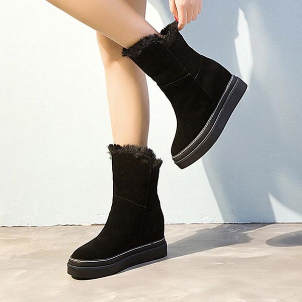boots women's snow genuine leather hidden heel ladies boot winter plush women mid-calf shoes, Black
boots women's snow genuine leather hidden heel ladies boot winter plush women mid-calf shoes, Black