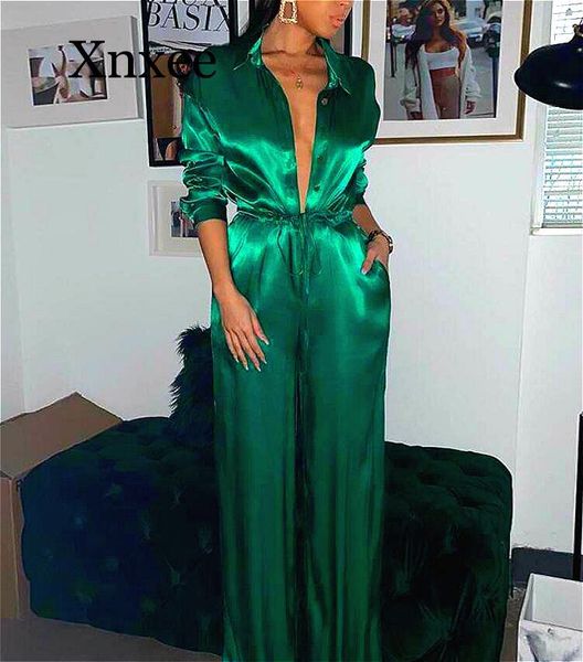 women's jumpsuits & rompers elegant loose satin bodycon bandage jumpsuit women 2021 spring solid lapel deep v neck playsuits office paj, Black;white
women's jumpsuits & rompers elegant loose satin bodycon bandage jumpsuit women 2021 spring solid lapel deep v neck playsuits office paj, Black;white