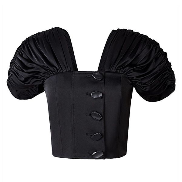 retro women crop pleated blouse ladies puff sleeve black shirts single breasted street wear slim 2021 women's blouses &, White
retro women crop pleated blouse ladies puff sleeve black shirts single breasted street wear slim 2021 women's blouses &, White