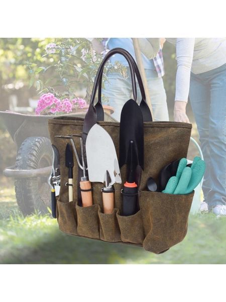 garden tool tote bag home organizer lawn yard storage carrier with 7 pockets planters & pots
garden tool tote bag home organizer lawn yard storage carrier with 7 pockets planters & pots