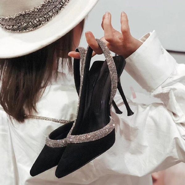 sandals summer pointed rhinestone stiletto suede shallow mouth banquet dress large size wild women's single shoes, Black
sandals summer pointed rhinestone stiletto suede shallow mouth banquet dress large size wild women's single shoes, Black