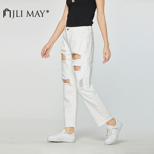 women's hole jeans solid patchwork pockets high waist casual straight full length, Blue
women's hole jeans solid patchwork pockets high waist casual straight full length, Blue