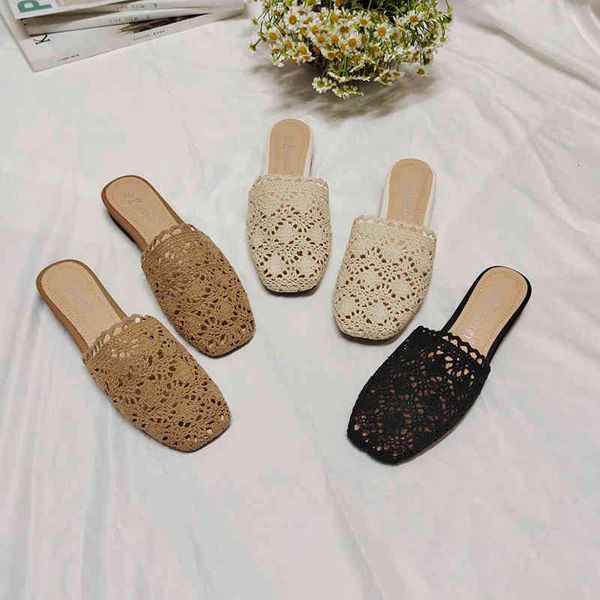 sandals niufuni foot cradle women's slippers flat hollow square toes knitted woven black casual simple shoes half baotou k23x
sandals niufuni foot cradle women's slippers flat hollow square toes knitted woven black casual simple shoes half baotou k23x