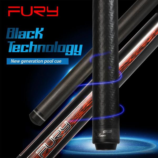 

official fury cfp billiard black technology pool cue 12.5/12.8mm kamui tip pas carbon fiber shaft professional billar stick kit cues