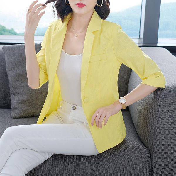 women's suits & blazers summer french style cotton and linen slim yellow blazer women minimalist thin coats female office lady ladies, White;black
women's suits & blazers summer french style cotton and linen slim yellow blazer women minimalist thin coats female office lady ladies, White;black
