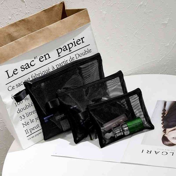 korean transparent mesh cosmetic bag three piece black cosmetic portable wash storage bag
korean transparent mesh cosmetic bag three piece black cosmetic portable wash storage bag