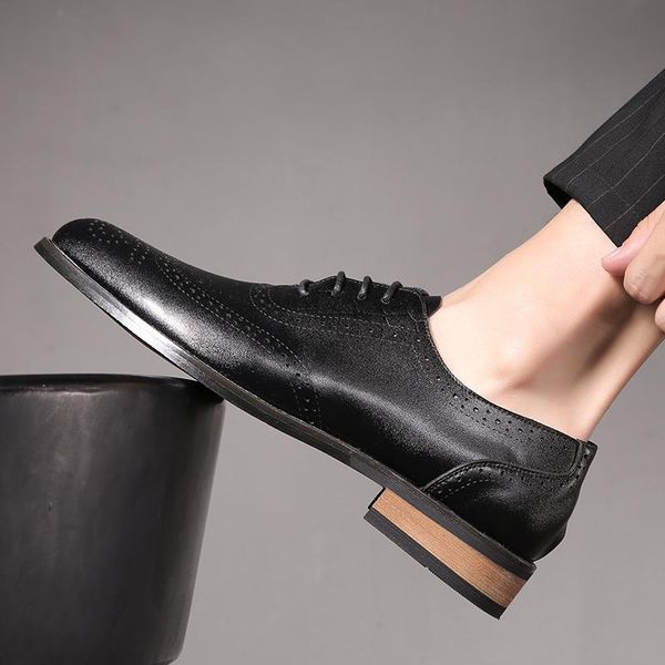 dress shoes yomior 2021 vintage mens formal genuine leather lace-up casual male business wedding brogue loafers oxfords, Black
dress shoes yomior 2021 vintage mens formal genuine leather lace-up casual male business wedding brogue loafers oxfords, Black