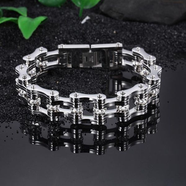 link, chain stainless steel men 's bracelet domineering motorcycle titanium, Black
link, chain stainless steel men 's bracelet domineering motorcycle titanium, Black