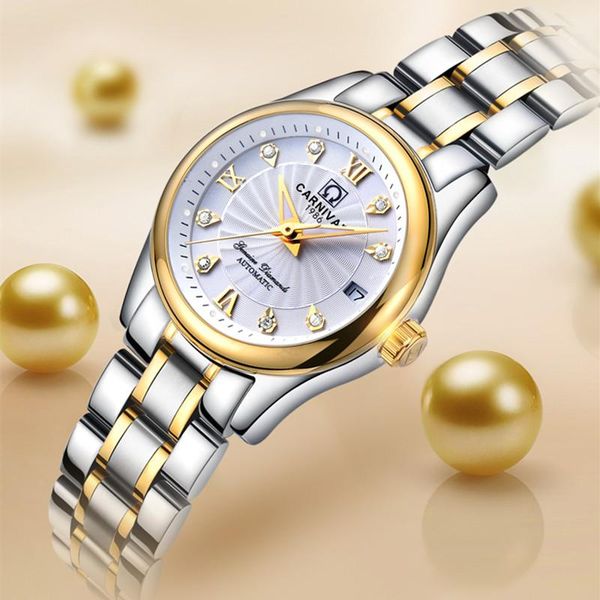 wristwatches carnival mechanical women watch ladies genuine leather strap waterproof rhinestone dress watches full steel, Slivery;brown
wristwatches carnival mechanical women watch ladies genuine leather strap waterproof rhinestone dress watches full steel, Slivery;brown