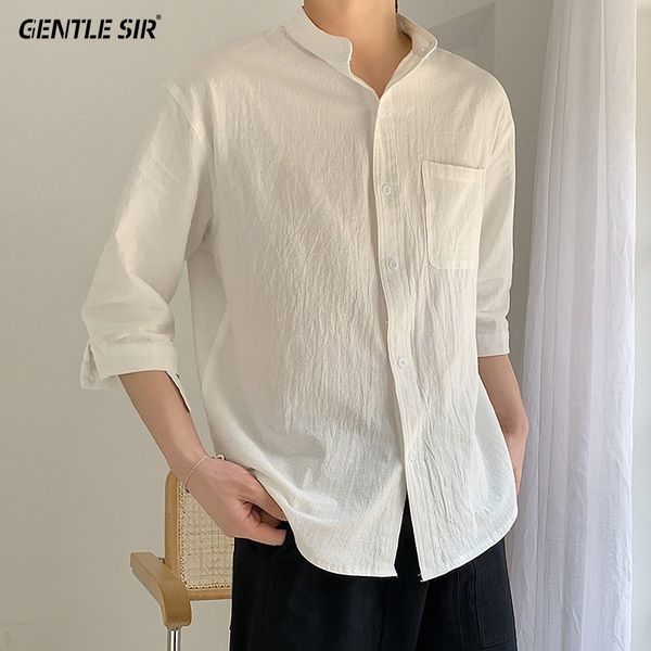 linen cotton white men's short loose trendy stand collar summer thin ruffian handsome seven point middle sleeve shirt coat, White;black
linen cotton white men's short loose trendy stand collar summer thin ruffian handsome seven point middle sleeve shirt coat, White;black