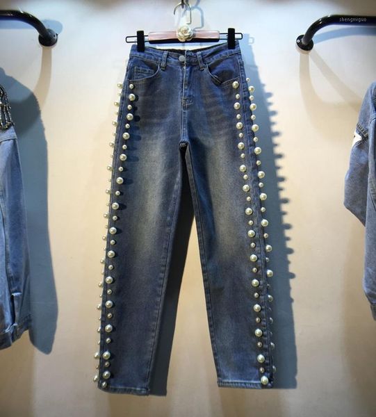 women's jeans for women side pearl beaded blue denim pants girls ladies straight mujer
women's jeans for women side pearl beaded blue denim pants girls ladies straight mujer