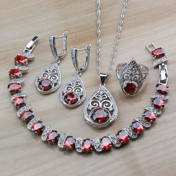wedding jewelry sets red garnet crystal bridal 925 sterling silver women costume dangle earrings/bracelet and ring, Slivery;golden
wedding jewelry sets red garnet crystal bridal 925 sterling silver women costume dangle earrings/bracelet and ring, Slivery;golden