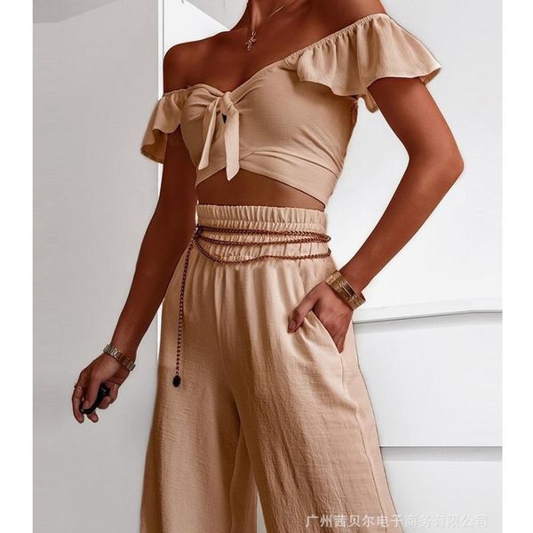 women's two piece pants wepbel short sleeve streetwear women sets 2 outfits apricot casual wide leg suit, White
women's two piece pants wepbel short sleeve streetwear women sets 2 outfits apricot casual wide leg suit, White