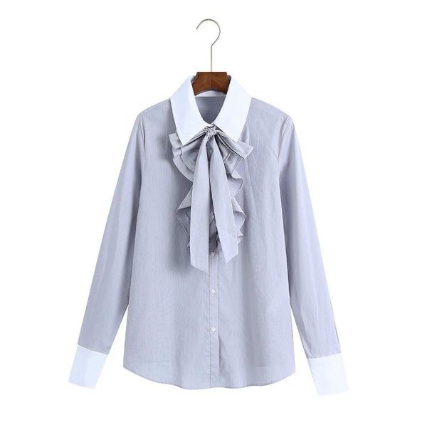 autumn european american women's long sleeve bow decorated poplin button up shirt office lady clothing blouses & shirts, White
autumn european american women's long sleeve bow decorated poplin button up shirt office lady clothing blouses & shirts, White