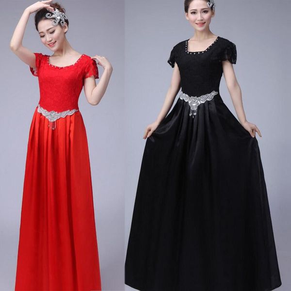 chinese folk dance costume classical choral dress traditional skirt ballroom stage clothing wear, Black;red
chinese folk dance costume classical choral dress traditional skirt ballroom stage clothing wear, Black;red