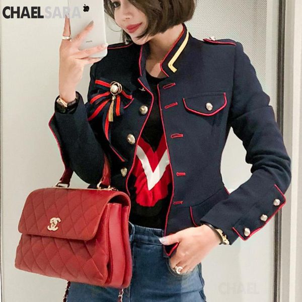 women's jackets korean fashion bow brooch single-breasted stand collar long-sleeved short coat, Black;brown
women's jackets korean fashion bow brooch single-breasted stand collar long-sleeved short coat, Black;brown