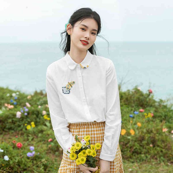 blouses spring arrival women's cotton linen embroidered with beads antique and versatile long sleeve shirt olih, White
blouses spring arrival women's cotton linen embroidered with beads antique and versatile long sleeve shirt olih, White