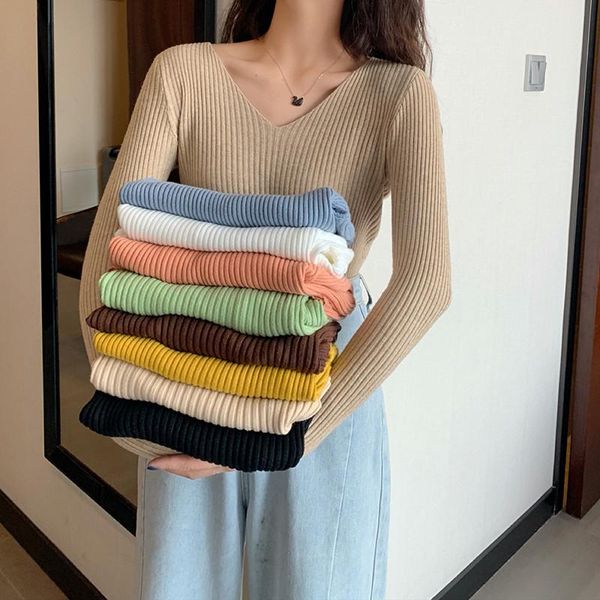 women's sweaters autumn wnter korean v-neck pullover sweater basic women long sleeve slim knitted, White;black
women's sweaters autumn wnter korean v-neck pullover sweater basic women long sleeve slim knitted, White;black