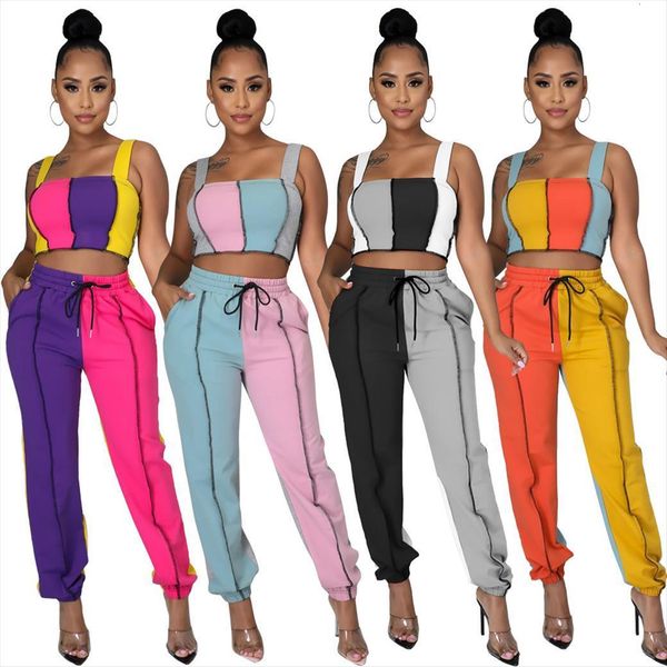 2 piece sets patchwork two women tracksuits set tracksuit drawstring sleeveless night club party outfit, Gray
2 piece sets patchwork two women tracksuits set tracksuit drawstring sleeveless night club party outfit, Gray