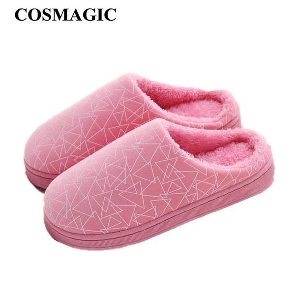 slippers cosmagic 2021 winter women cotton indoor slipper warm plush inside non-slip house floor bedroom shoe, Black
