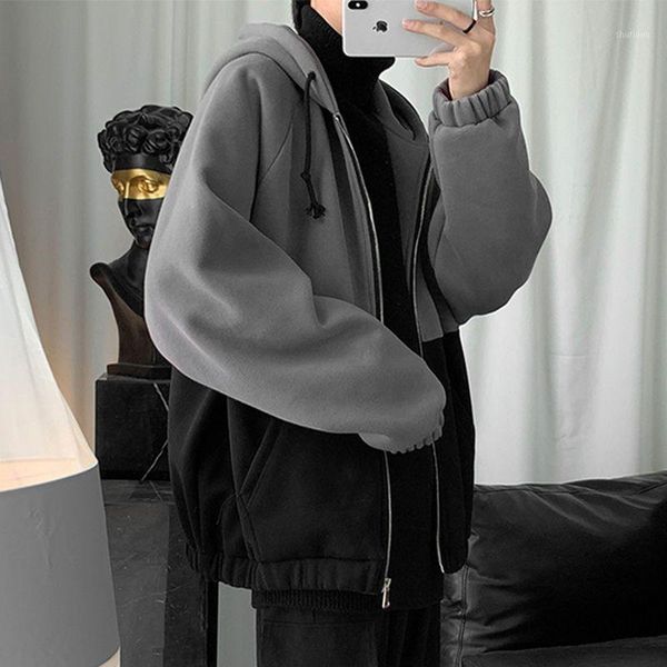 men's jackets jacket men autumn hooded all-match korean fashion loose boys student plus velvet thick warm casual patchwork man coats, Black;brown
men's jackets jacket men autumn hooded all-match korean fashion loose boys student plus velvet thick warm casual patchwork man coats, Black;brown