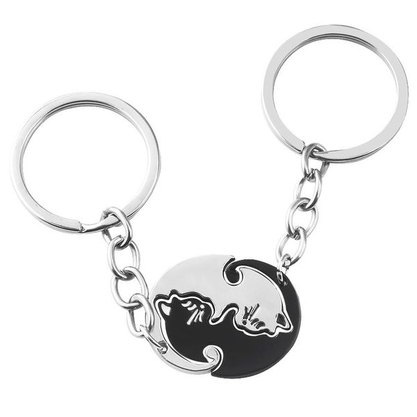 10pcrj black and white cat couple stitching keychain valentines day gift alloy kitty couple cat pendant necklace event gift, Silver
10pcrj black and white cat couple stitching keychain valentines day gift alloy kitty couple cat pendant necklace event gift, Silver