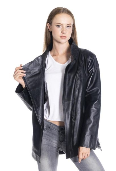 women's leather & faux women winter jacket genuine real coat lambskin female, Black
women's leather & faux women winter jacket genuine real coat lambskin female, Black