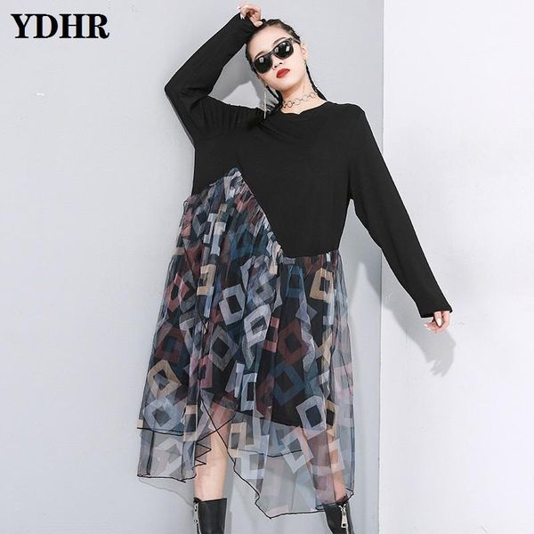 casual dresses 2021 spring round neck long sleeve irregular black stitching gauze dress big size women fashion tide, Black;gray
casual dresses 2021 spring round neck long sleeve irregular black stitching gauze dress big size women fashion tide, Black;gray