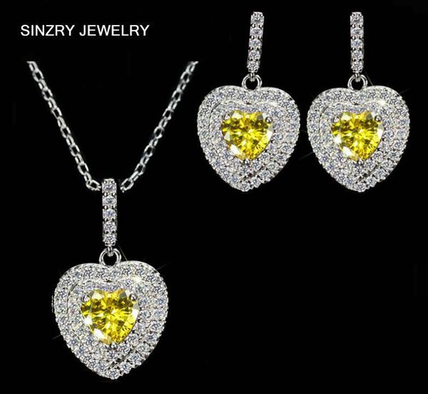 earrings & necklace sinzry clear white cut cubic zircon micro setting heart shape pendant jewelry sets, Silver
earrings & necklace sinzry clear white cut cubic zircon micro setting heart shape pendant jewelry sets, Silver