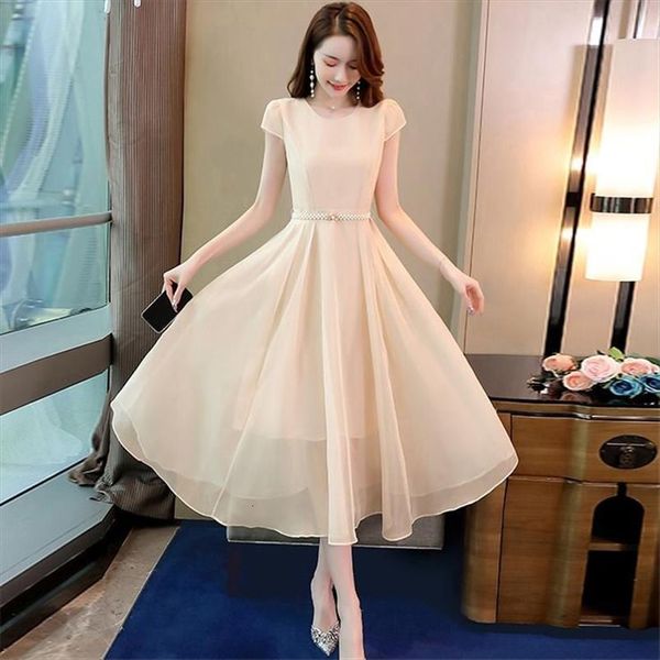 elegant mid length chiffon womens dress short sleeved with pearl belt showing thin ladies temperament gentle wind a line, Black;gray
elegant mid length chiffon womens dress short sleeved with pearl belt showing thin ladies temperament gentle wind a line, Black;gray