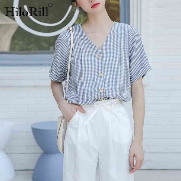 women plaid blouse summer v neck elegant shirt tunic button short sleeve office wear ladies vetement femme 210508, White
women plaid blouse summer v neck elegant shirt tunic button short sleeve office wear ladies vetement femme 210508, White