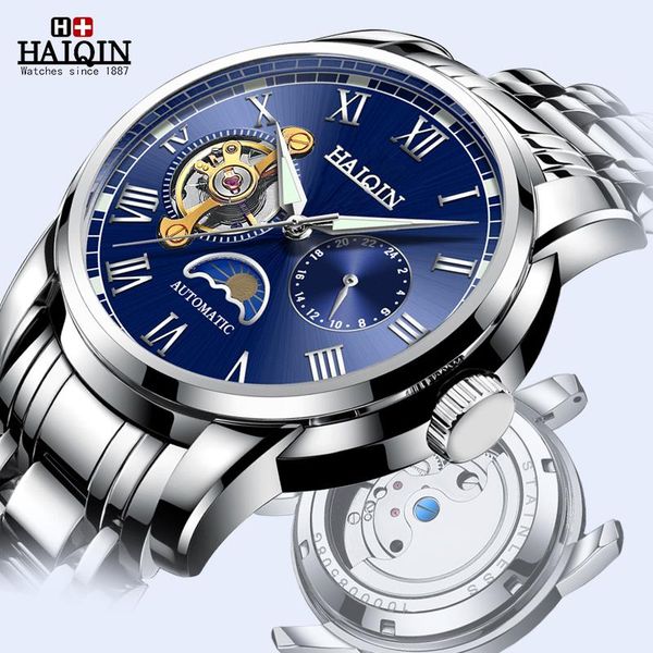 automatic watch men mechanical wristwatches mens tourbillon moon phase business relojes hombre, Slivery;brown
automatic watch men mechanical wristwatches mens tourbillon moon phase business relojes hombre, Slivery;brown