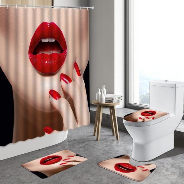shower curtains red lips bathroom curtain set indoor bath mat with hooks black non-slip pedestal rug toilet cover home decor
shower curtains red lips bathroom curtain set indoor bath mat with hooks black non-slip pedestal rug toilet cover home decor